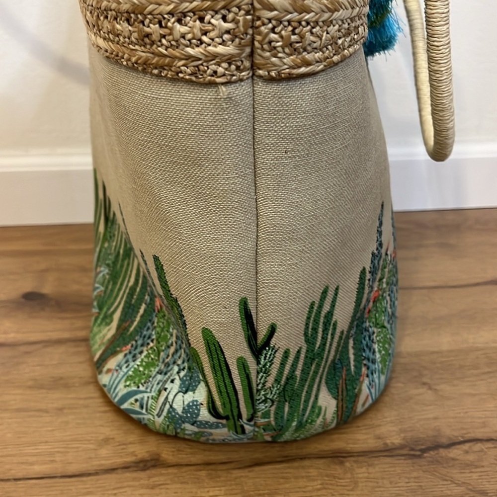 Sakroots Artist Circle Lola Beach Bag Natural Mojave Mirage Straw Tassels cactus - Picture 10 of 12